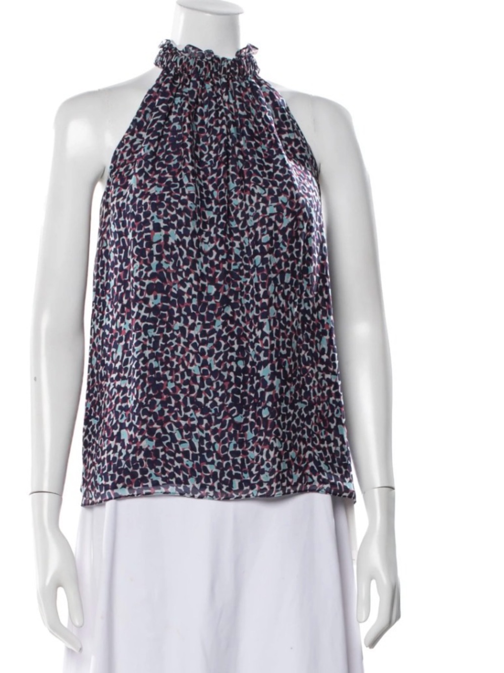 Ramy Brook blue purple silk lined halter top sleeveless small